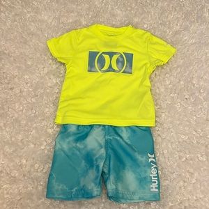 Boys Hurley Swim Trunks Board Shorts with Mesh and matching shirt